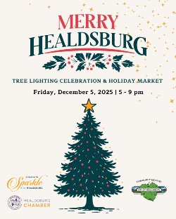Merry Healdsburg Flyer with information and tree - English